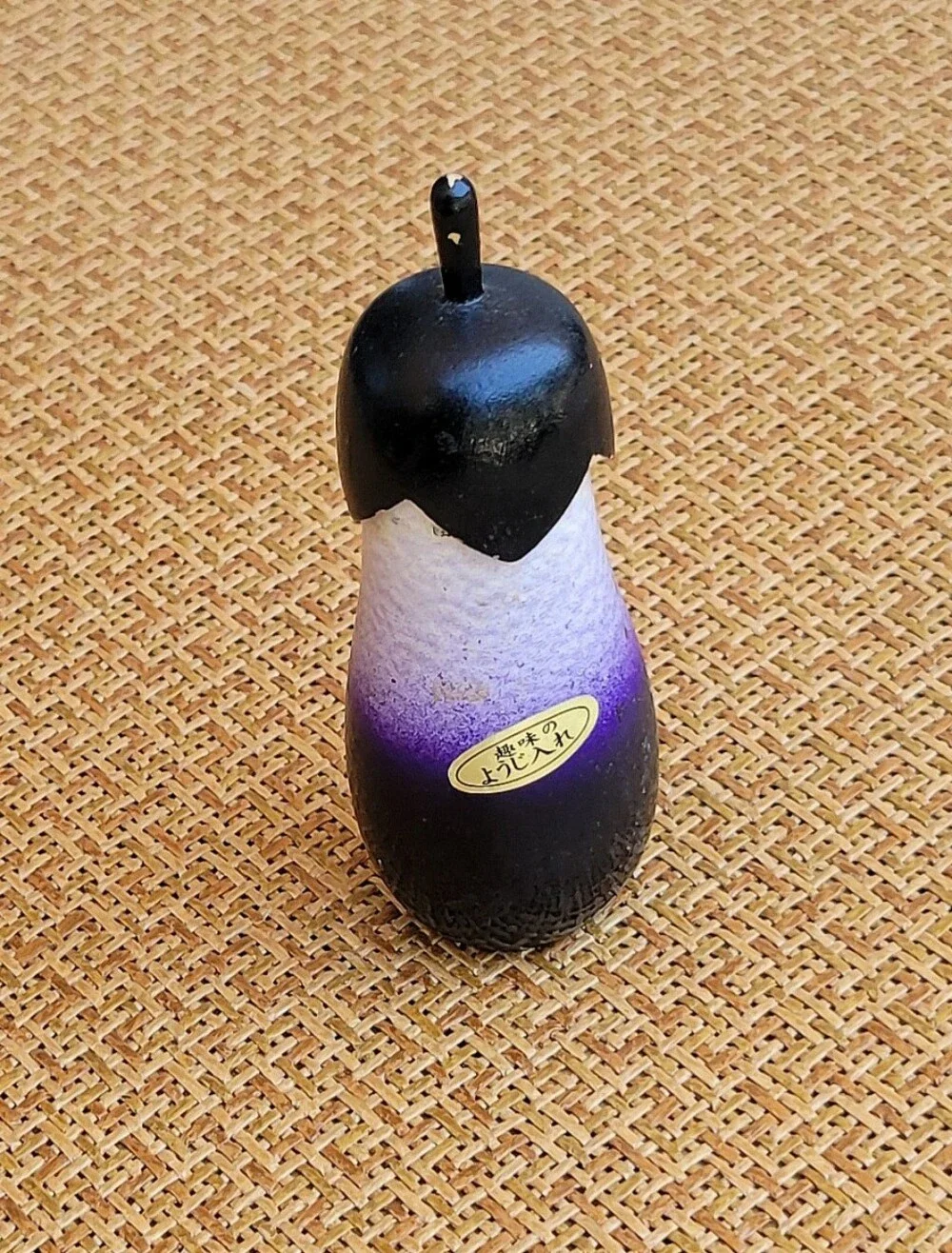 Vintage Japanese Wooden Eggplant Toothpick Container/Holder & Folk Collectible